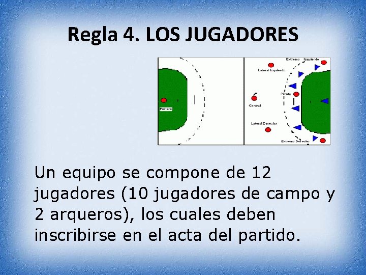 Regla 4. LOS JUGADORES Un equipo se compone de 12 jugadores (10 jugadores de