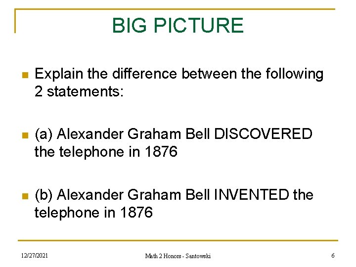 BIG PICTURE n Explain the difference between the following 2 statements: n (a) Alexander BIG PICTURE n Explain the difference between the following 2 statements: n (a) Alexander