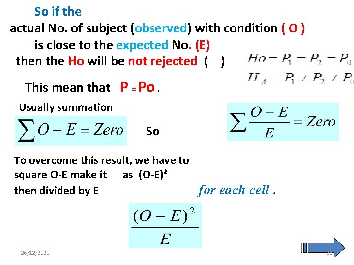 So if the actual No. of subject (observed) with condition ( O ) is