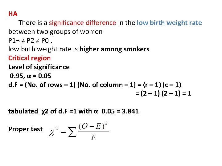 HA There is a significance difference in the low birth weight rate between two