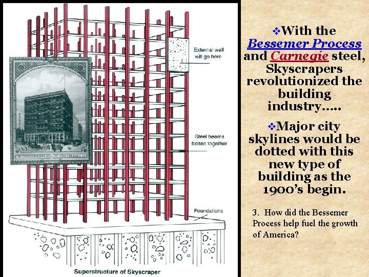 v. With the Bessemer Process and Carnegie steel, Skyscrapers revolutionized the building industry…. .