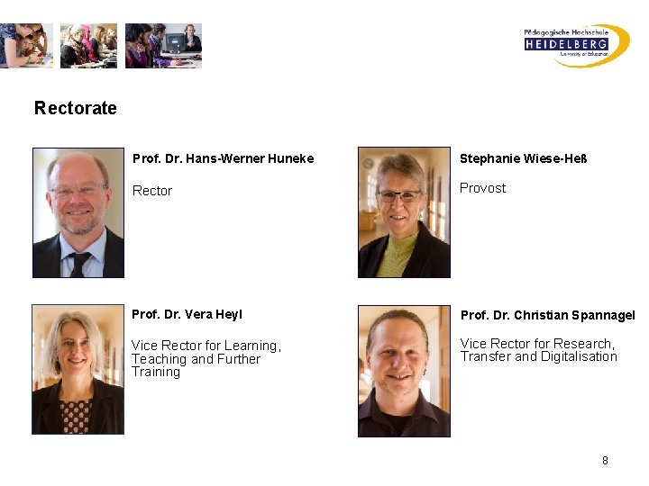 Rectorate Prof. Dr. Hans-Werner Huneke Stephanie Wiese-Heß Rector Provost Prof. Dr. Vera Heyl Prof.