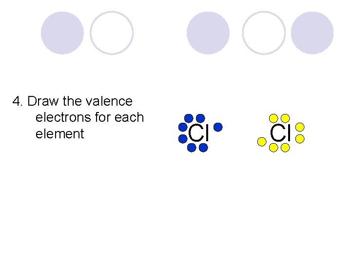 4. Draw the valence electrons for each element Cl Cl 