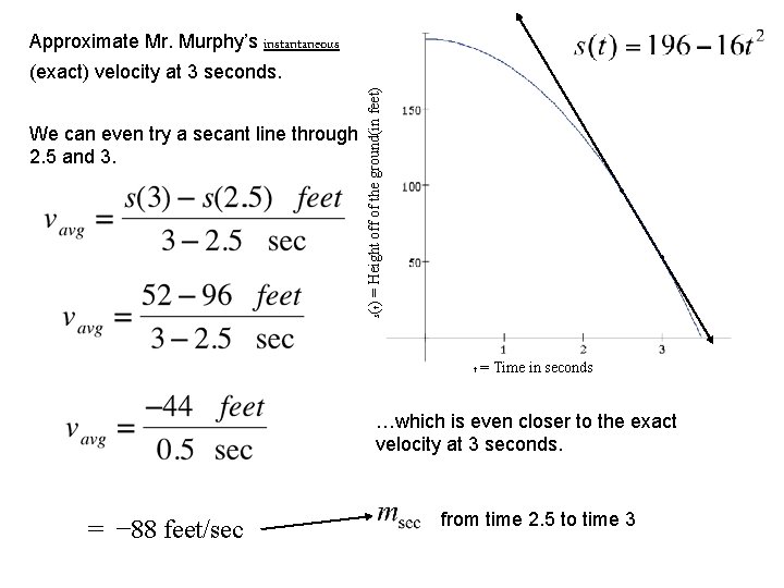 Approximate Mr. Murphy’s instantaneous We can even try a secant line through 2. 5