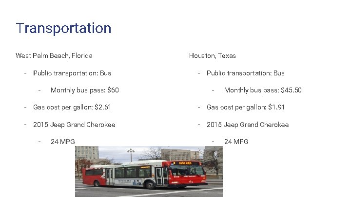 Transportation West Palm Beach, Florida - Public transportation: Bus - Monthly bus pass: $60