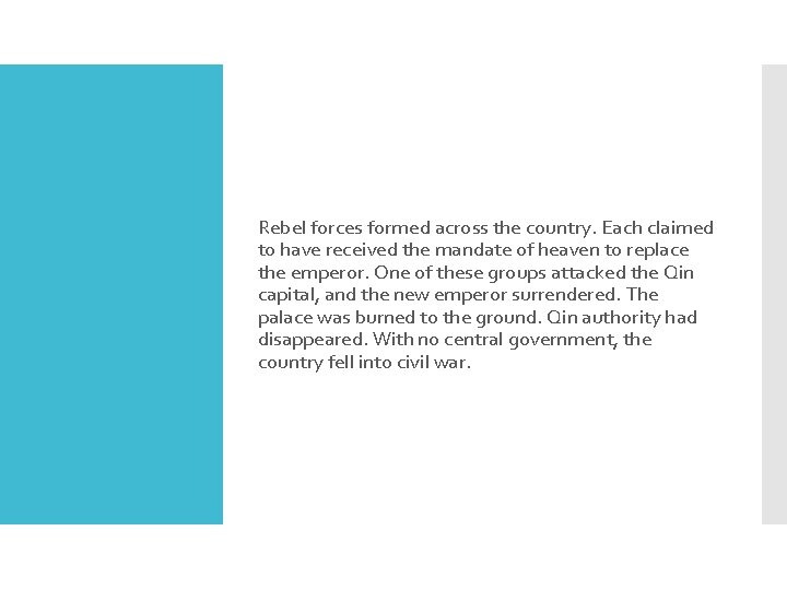 Rebel forces formed across the country. Each claimed to have received the mandate of