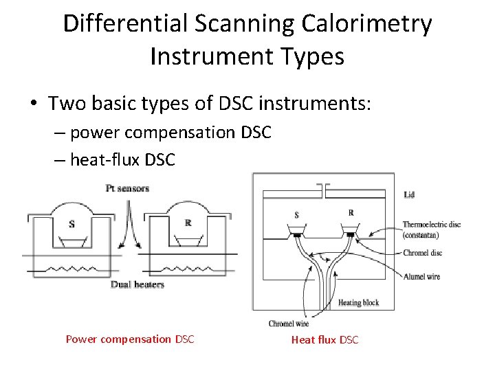 Differential Scanning Calorimetry Instrument Types • Two basic types of DSC instruments: – power