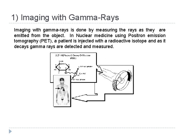 1) Imaging with Gamma-Rays Imaging with gamma-rays is done by measuring the rays as