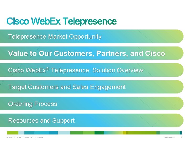 Telepresence Market Opportunity Value to Our Customers, Partners, and Cisco Web. Ex® Telepresence: Solution