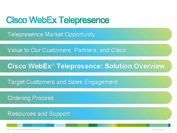 Telepresence Market Opportunity Value to Our Customers, Partners, and Cisco Web. Ex® Telepresence: Solution