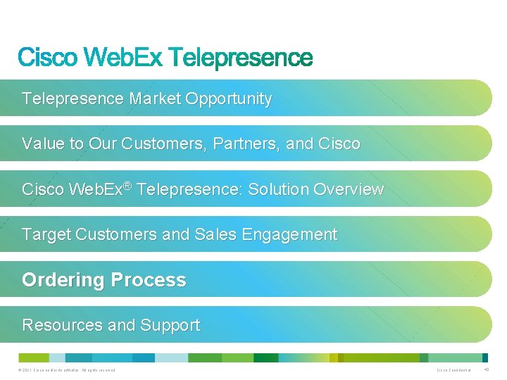 Telepresence Market Opportunity Value to Our Customers, Partners, and Cisco Web. Ex® Telepresence: Solution