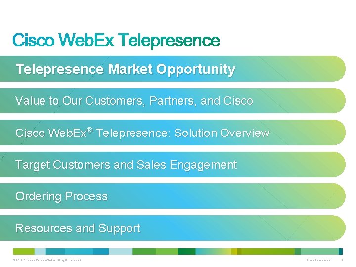 Telepresence Market Opportunity Value to Our Customers, Partners, and Cisco Web. Ex® Telepresence: Solution