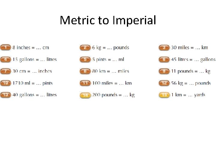 Metric to Imperial 