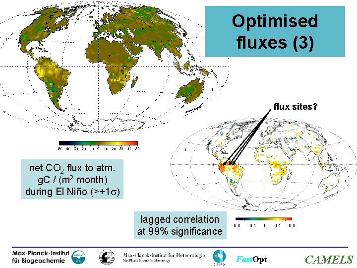 Optimised fluxes (3) flux sites? net CO 2 flux to atm. g. C /