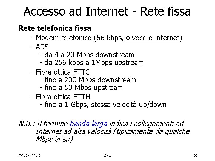 Accesso ad Internet - Rete fissa Rete telefonica fissa – Modem telefonico (56 kbps,