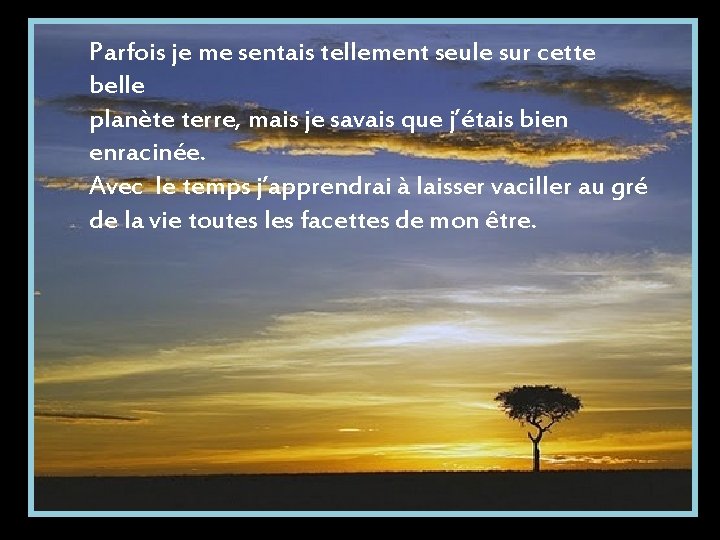Parfois je me sentais tellement seule sur cette belle planète terre, mais je savais
