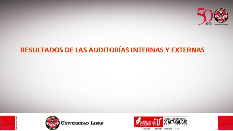 RESULTADOS DE LAS AUDITORÍAS INTERNAS Y EXTERNAS 