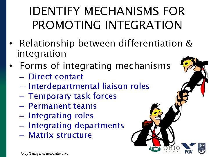 IDENTIFY MECHANISMS FOR PROMOTING INTEGRATION • Relationship between differentiation & integration • Forms of