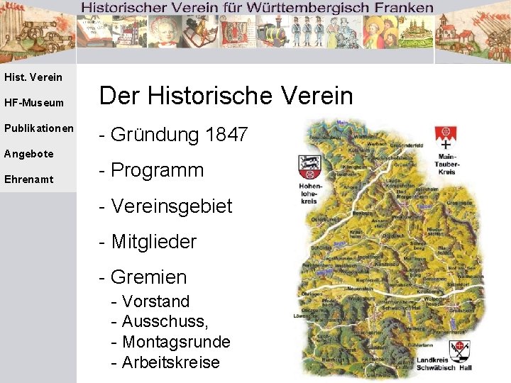 Hist. Verein HF-Museum Publikationen Angebote Ehrenamt Der Historische Verein - Gründung 1847 - Programm