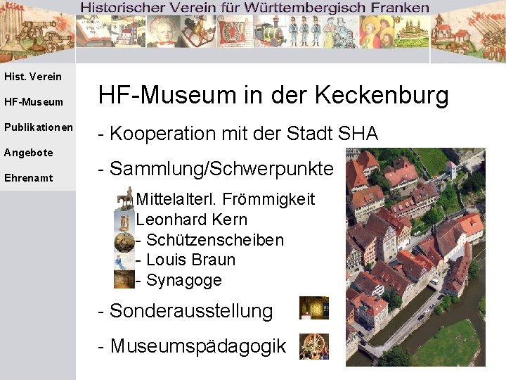 Hist. Verein HF-Museum Publikationen Angebote Ehrenamt HF-Museum in der Keckenburg - Kooperation mit der