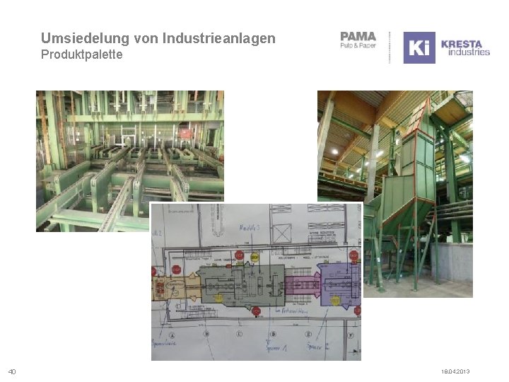 Umsiedelung von Industrieanlagen Produktpalette 40 18. 04. 2013 