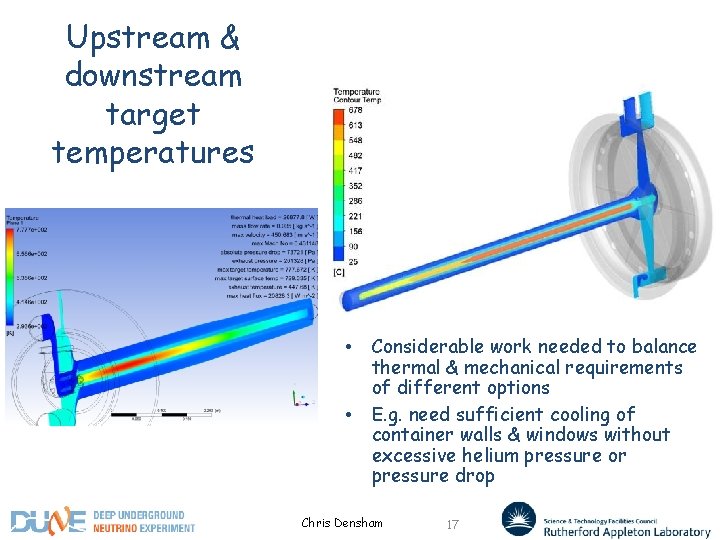 Upstream & downstream target temperatures • • Considerable work needed to balance thermal &