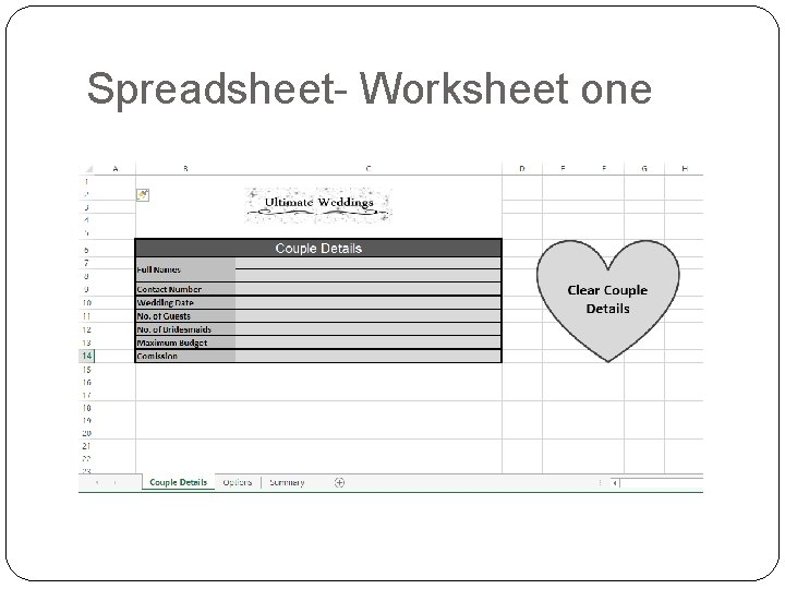 Spreadsheet- Worksheet one 