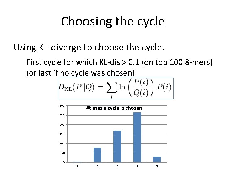 Choosing the cycle Using KL-diverge to choose the cycle. First cycle for which KL-dis