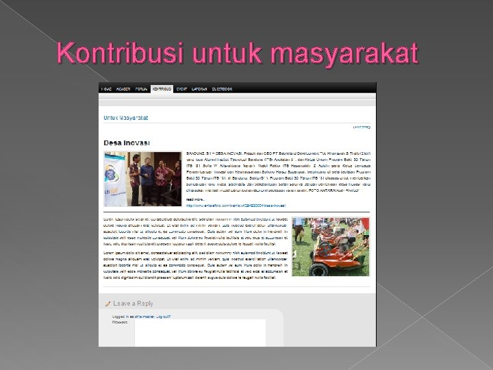 Kontribusi untuk masyarakat 