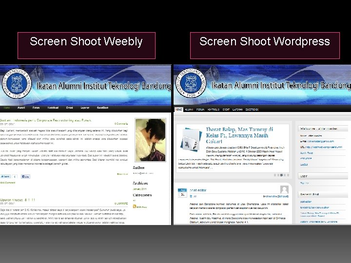 Screen Shoot Weebly Screen Shoot Wordpress 