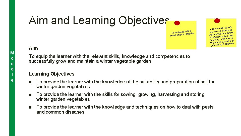 Aim and Learning Objectives d in the To be type le n in Mood