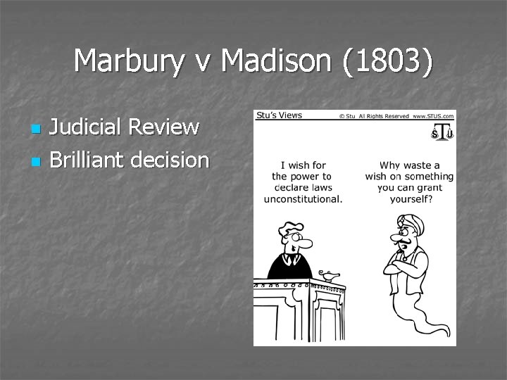 Marbury v Madison (1803) n n Judicial Review Brilliant decision 