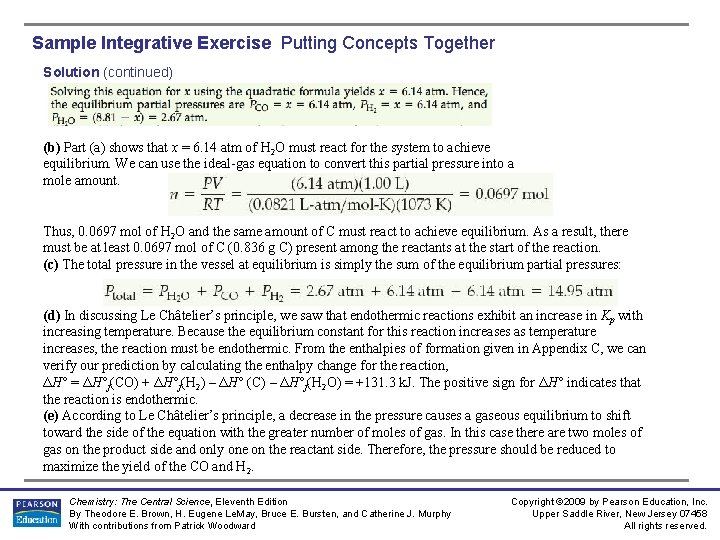 Sample Integrative Exercise Putting Concepts Together Solution (continued) (b) Part (a) shows that x
