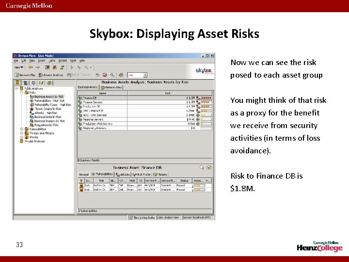 Skybox: Displaying Asset Risks Now we can see the risk posed to each asset