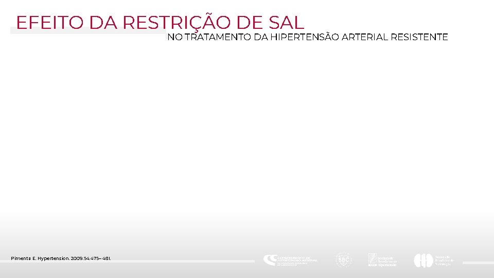 EFEITO DA RESTRIÇÃO DE SAL NO TRATAMENTO DA HIPERTENSÃO ARTERIAL RESISTENTE Pimenta E. Hypertension.