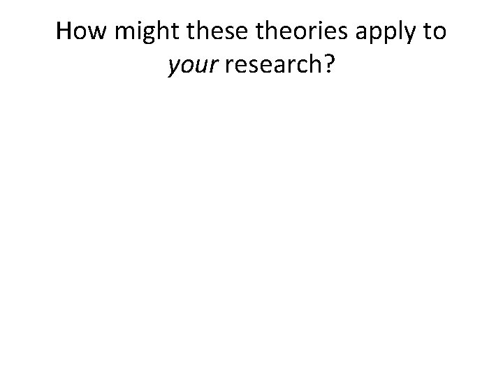 How might these theories apply to your research? 