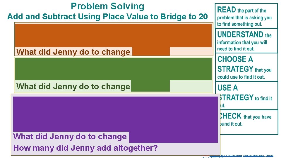 Problem Solving Add and Subtract Using Place Value to Bridge to 20 Jenny showed