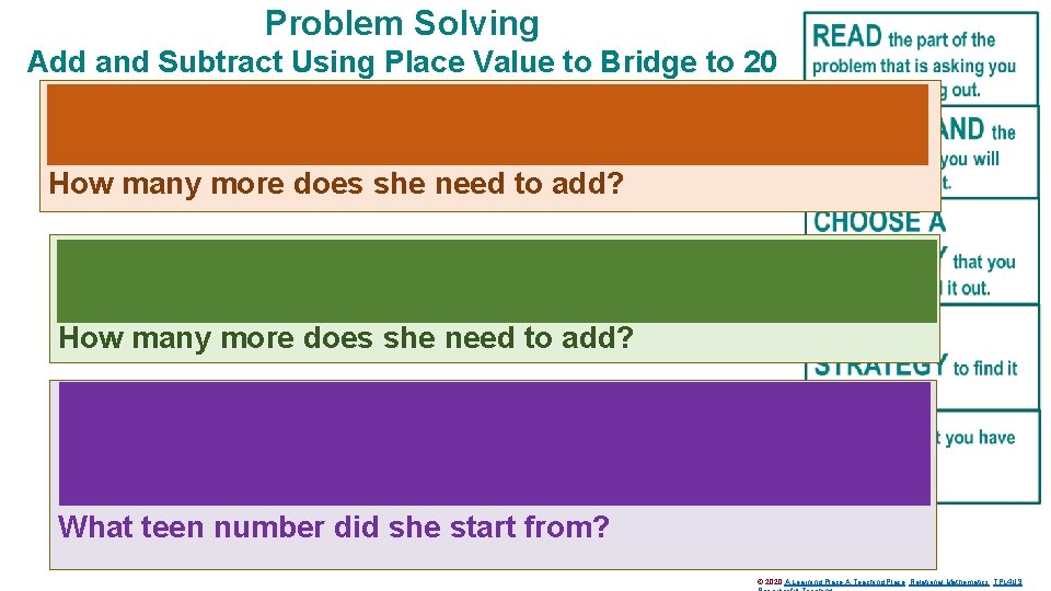Problem Solving Add and Subtract Using Place Value to Bridge to 20 Lisa was