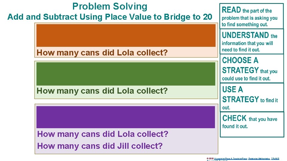 Problem Solving Add and Subtract Using Place Value to Bridge to 20 Altogether Lola