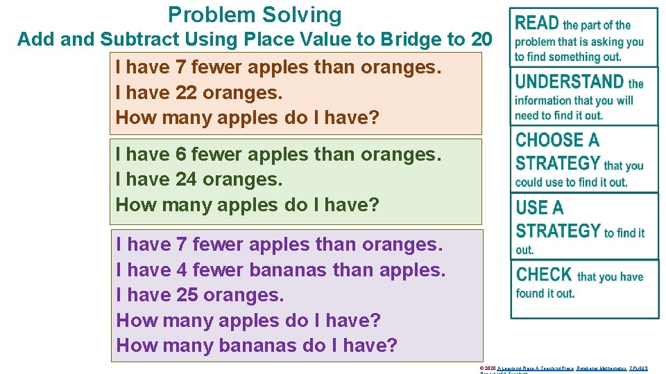 Problem Solving Add and Subtract Using Place Value to Bridge to 20 I have