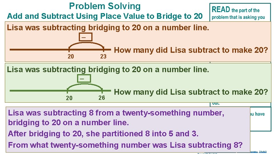 Problem Solving Add and Subtract Using Place Value to Bridge to 20 Lisa was