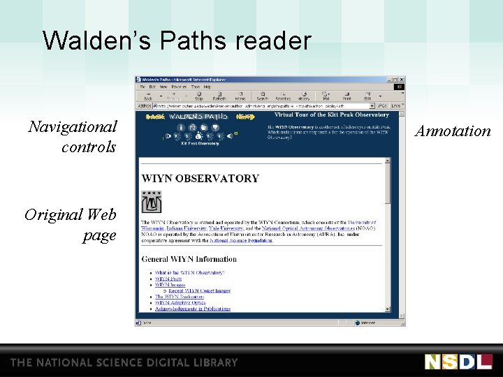 Walden’s Paths reader Navigational controls Original Web page Annotation 