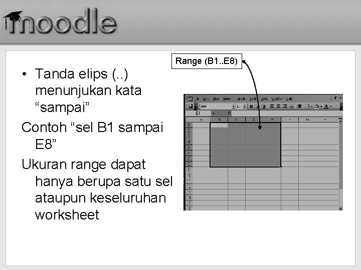  • Tanda elips (. . ) menunjukan kata “sampai” Contoh “sel B 1