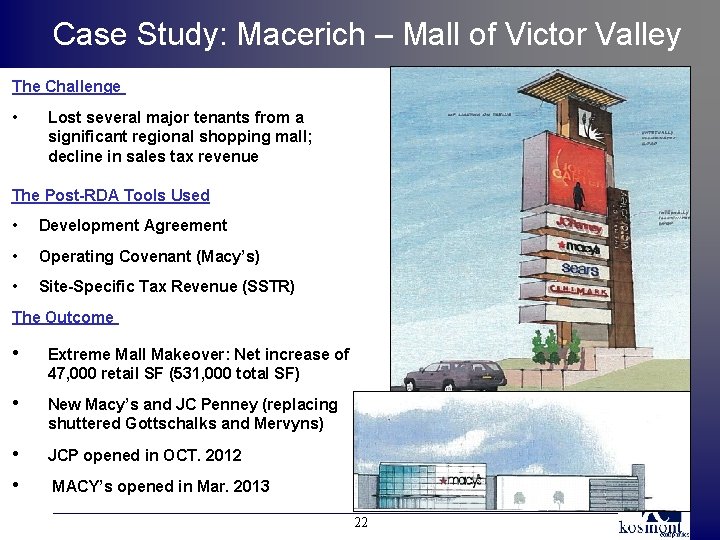 Case Study: Macerich – Mall of Victor Valley The Challenge • Lost several major