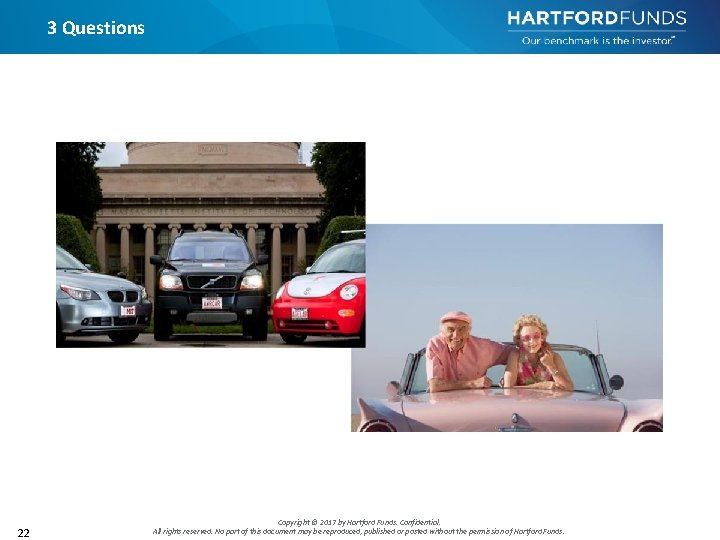 3 Questions 22 Copyright © 2017 by Hartford Funds. Confidential. All rights reserved. No