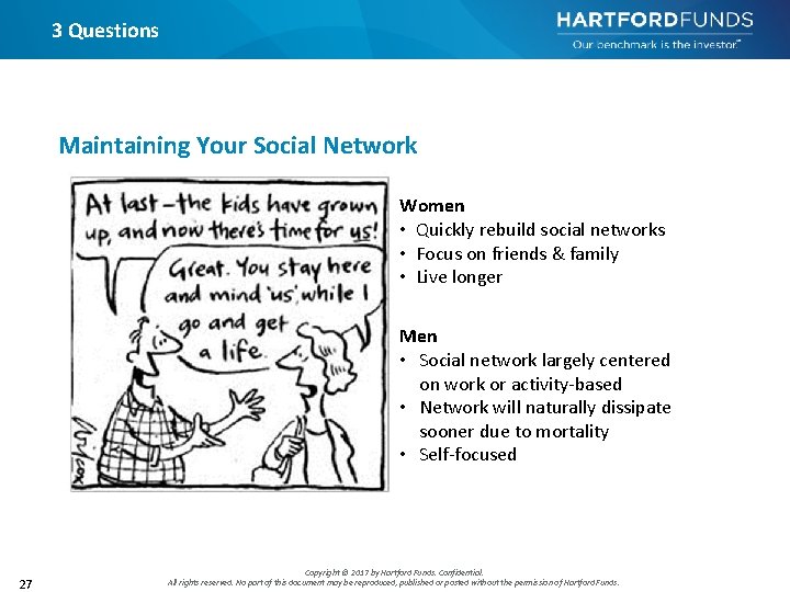 3 Questions Maintaining Your Social Network Women • Quickly rebuild social networks • Focus