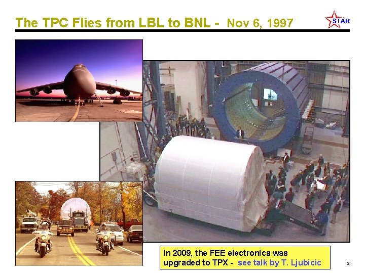 The TPC Flies from LBL to BNL - Nov 6, 1997 Jim Thomas -