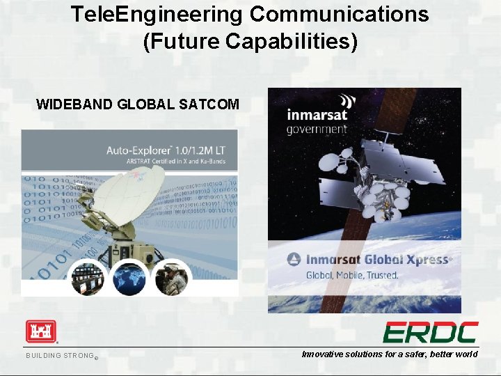 Tele. Engineering Communications (Future Capabilities) WIDEBAND GLOBAL SATCOM BUILDING STRONG® Innovative solutions for a Tele. Engineering Communications (Future Capabilities) WIDEBAND GLOBAL SATCOM BUILDING STRONG® Innovative solutions for a