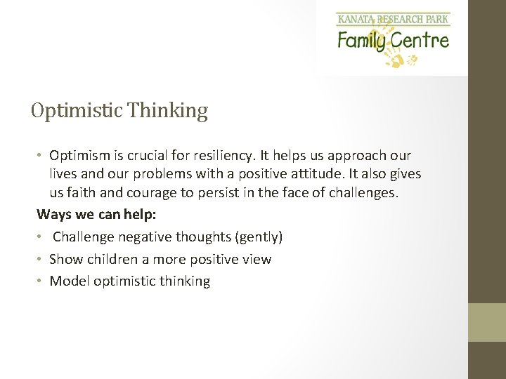 Building Resiliency in Young Children Developing Thinking Skills