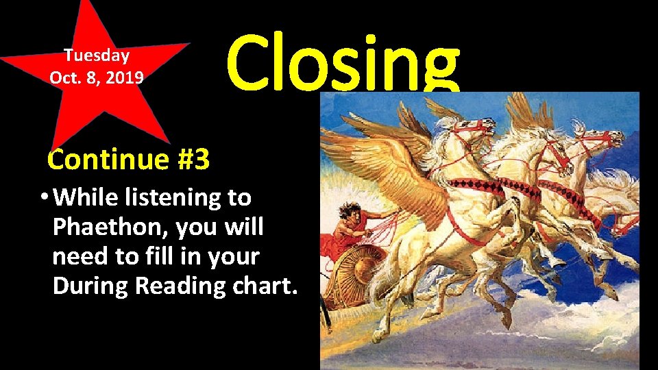 Tuesday Oct. 8, 2019 Closing Continue #3 • While listening to Phaethon, you will